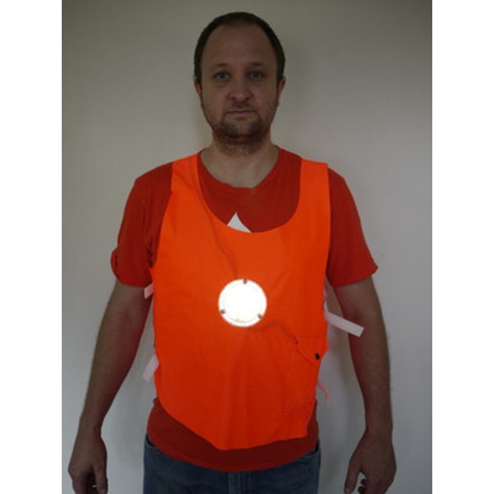 Vintage Neon Orange Train Walker Reflective Electric Light Safety Walking Vest